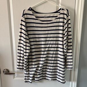 Old Navy Navy and White Striped Long Sleeve Tee